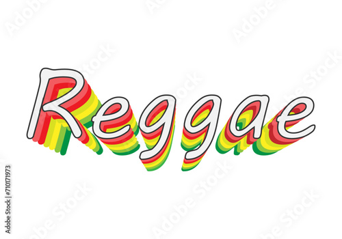 Título multicolor de Reggae en fondo blanco.