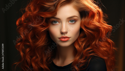 Beautiful woman with curly hair and elegant style generated by AI