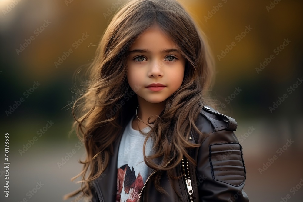 portrait of a beautiful little girl with long hair in the park portrait of a beautiful little girl with long hair in the park