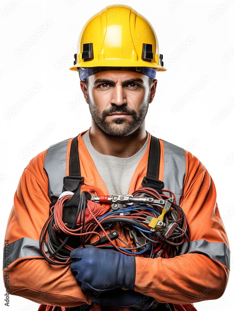 Skilled Male Electrician Fixing Wiring, AI Generated Skilled Male Electrician Fixing Wiring, AI Generated