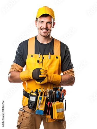 Skilled Male Electrician Fixing Wiring, AI Generated