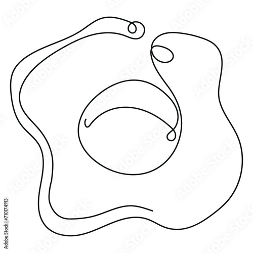 fried, chicken egg logo drawn with one line in line art style, for logo