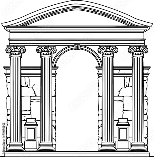 Vintage roman gate pillar drawing