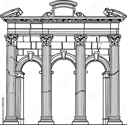 Vintage roman gate pillar drawing