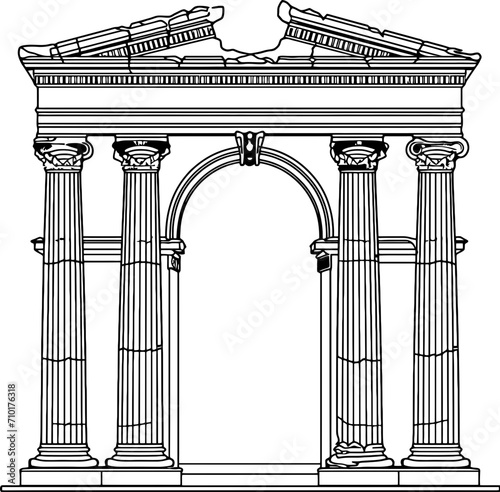 Vintage roman gate pillar drawing