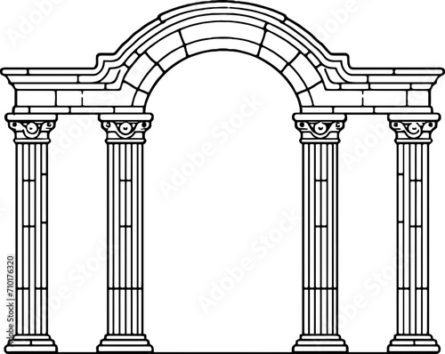 Vintage roman gate pillar drawing