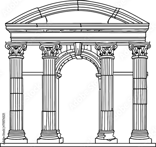 Vintage roman gate pillar drawing
