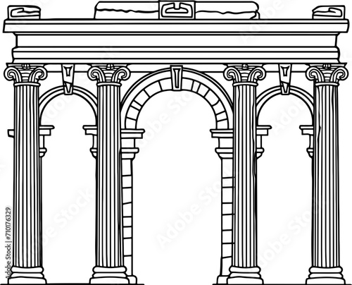 Vintage roman gate pillar drawing