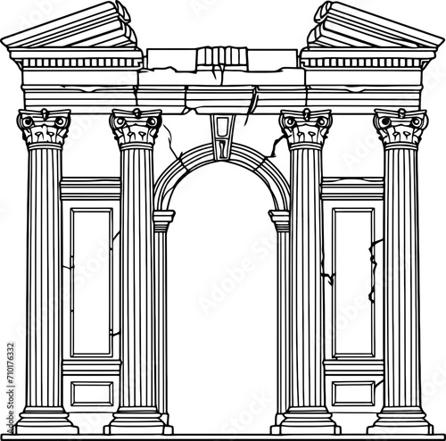 Vintage roman gate pillar drawing