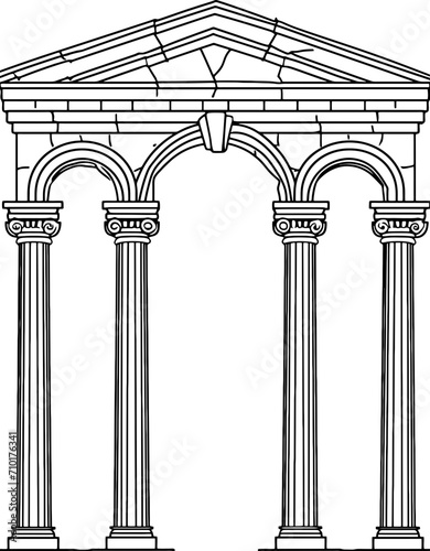 Vintage roman gate pillar drawing