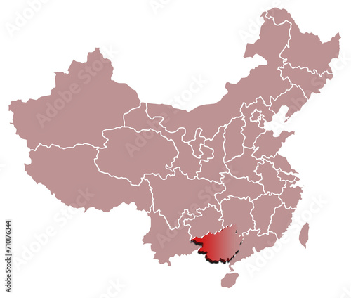 GUANGXI PROVINCE MAP CHINA 3D ISOMETRIC MAP