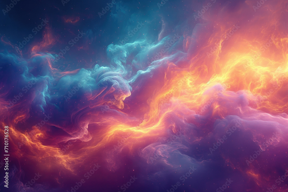 Colorful smoke of blue, pink, and orange
