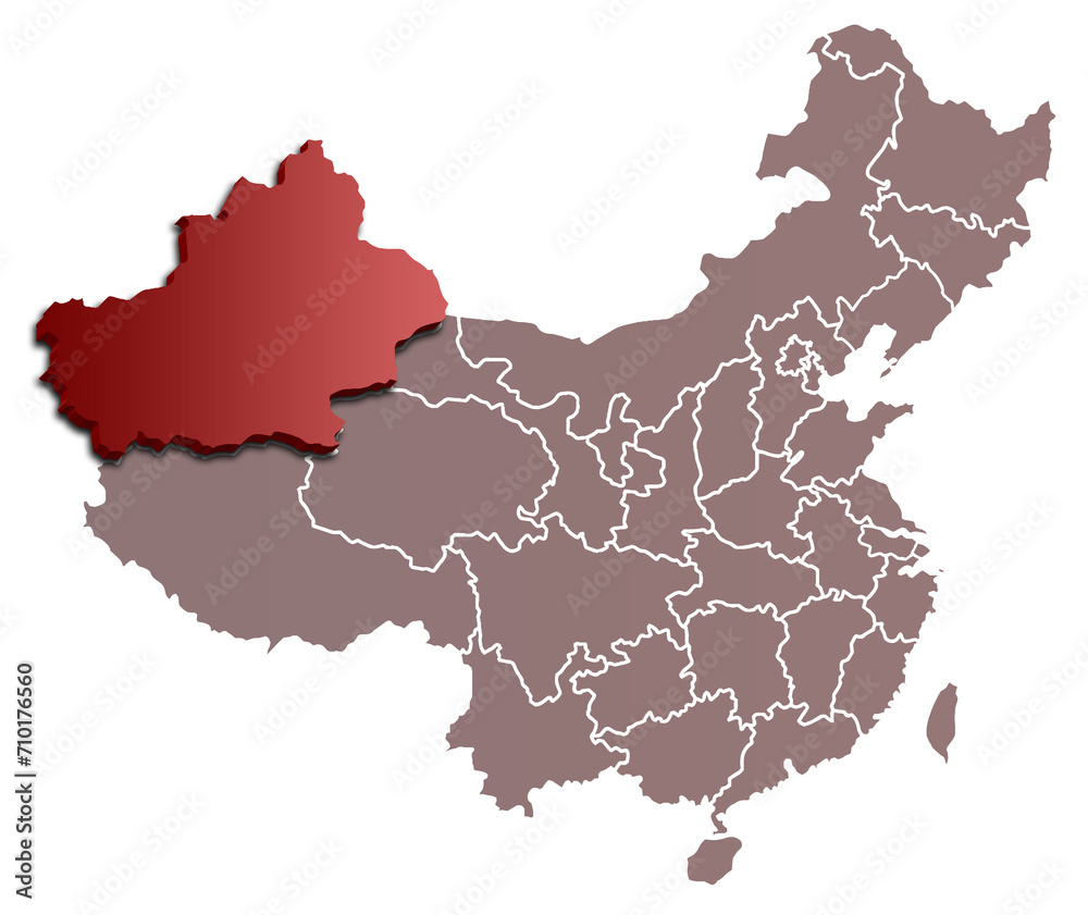 XINJIANG PROVINCE MAP CHINA 3D ISOMETRIC MAP