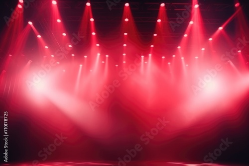 Blurred red stage lights for party and entertainment.
