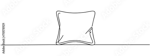 pillow in one line. vector illustration of one pillow in one line. coziness concept