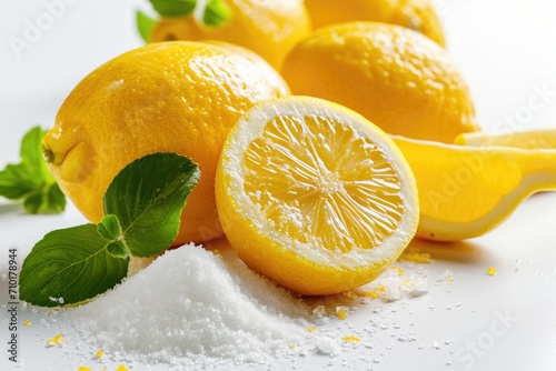 Citric Acid Powder with Lemon Fruits photo
