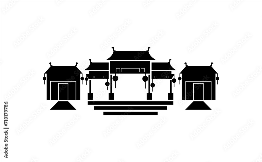 chinese temple silhouette premium vector