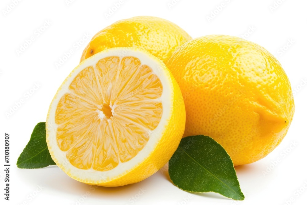 Yellow lemon fruit isolated on white background with clipping path.
