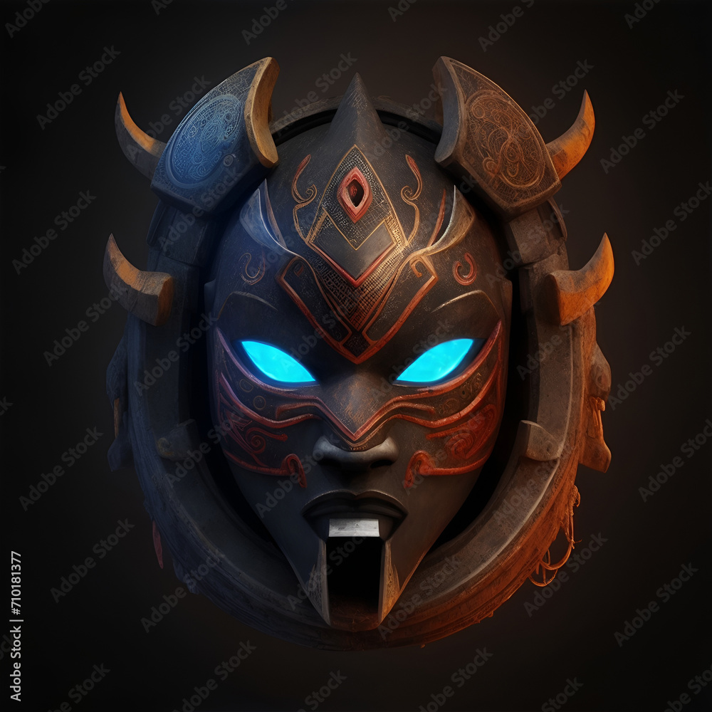 Naklejka premium Fun mask illustration on dark backround