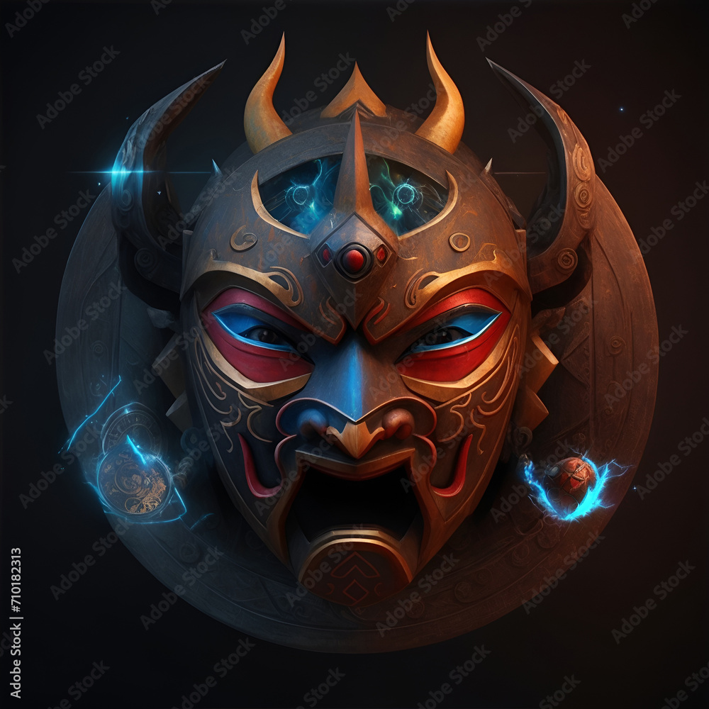 Naklejka premium Fun mask illustration on dark backround