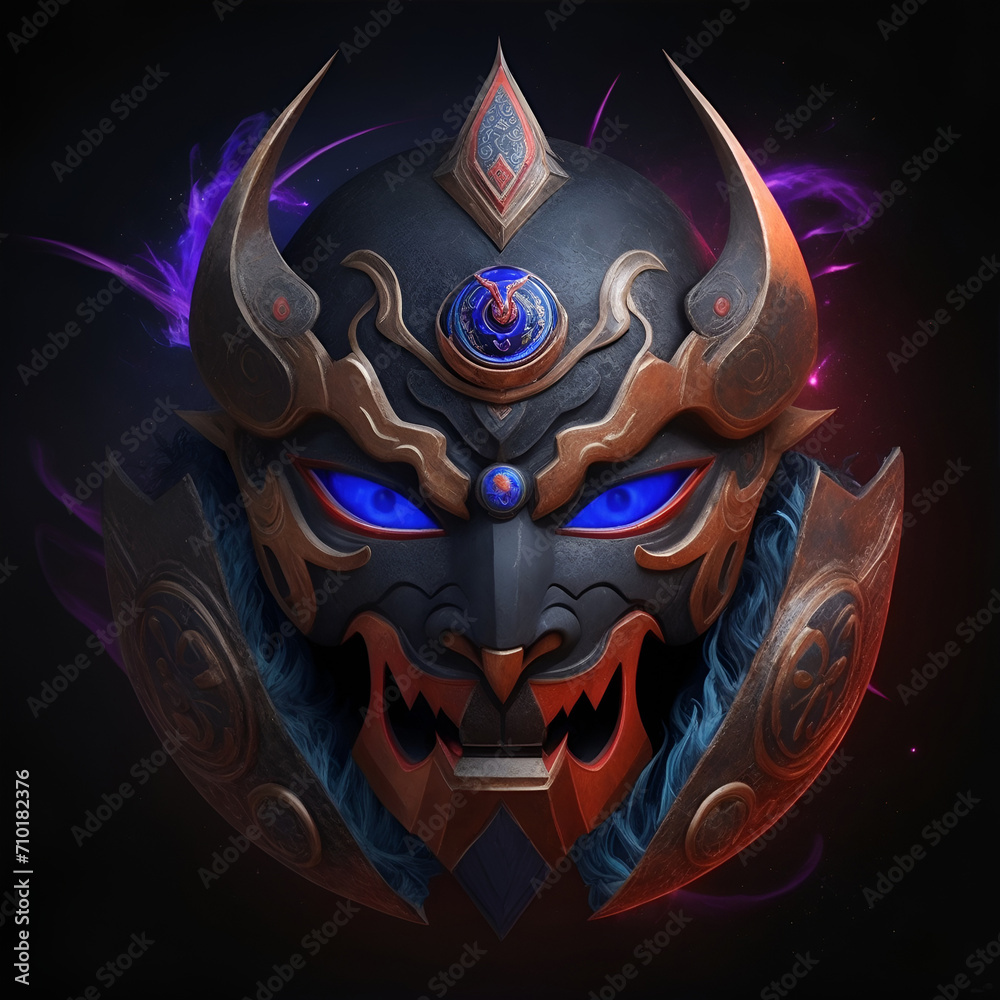 Naklejka premium Fun mask illustration on dark backround