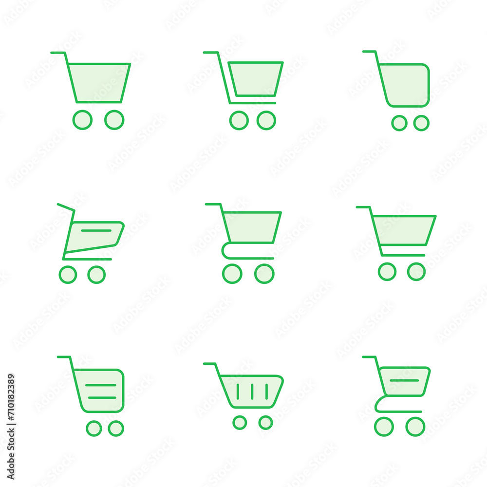 Shopping icon set. Shopping cart icon. Trolley icon vector Shopping icon set. Shopping cart icon. Trolley icon vector