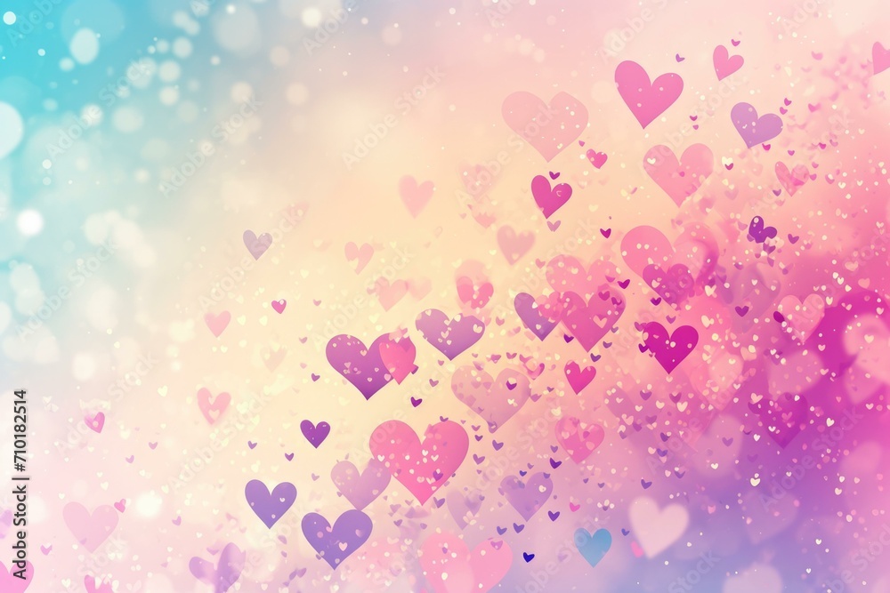 Colorful Heart Bokeh Background, Valentine's Day Concept