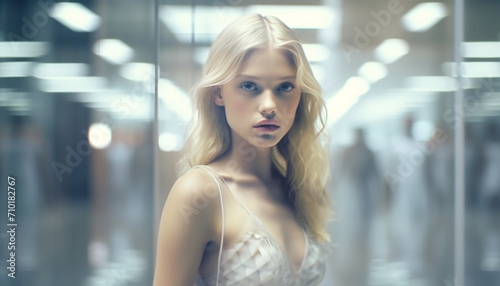 A beautiful young woman with blond hair looking outdoors generated by AI Free Download A beautiful young woman with blond hair looking outdoors generated by AI - GFXLoad