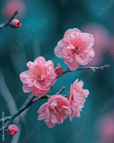 Pink Flowered Branch of a Tree photo