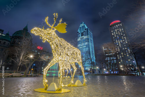 Montreal, Quebec, Canada cityscape in Christmas