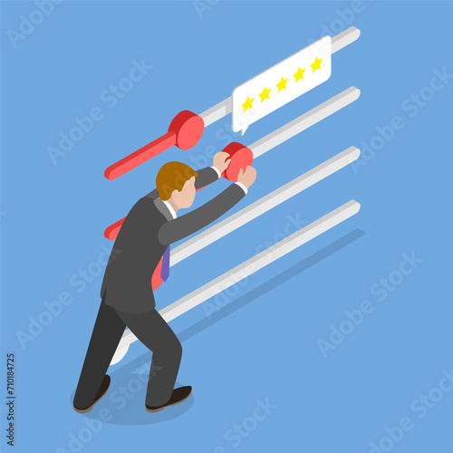 3D Isometric Flat Vector Illustration of Quality Setting, A Person Adjusting Various Parameters