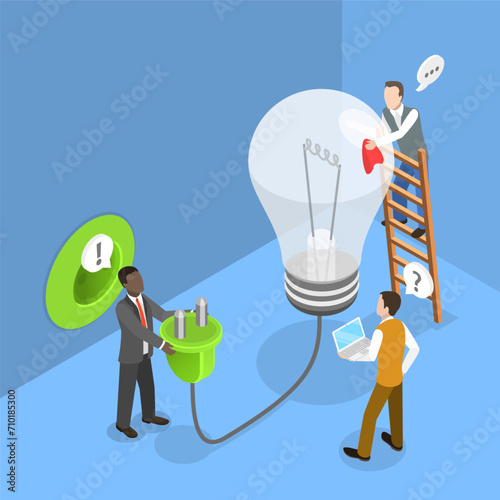 3D Isometric Flat Vector Illustration of Business Team, Coworking, Startup Launch