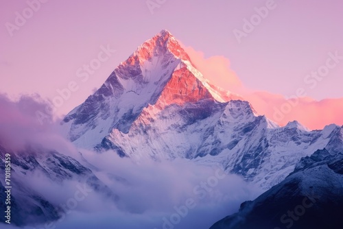 Majestic Mountain Peak at Sunrise, Nature Landscape © Skyfe