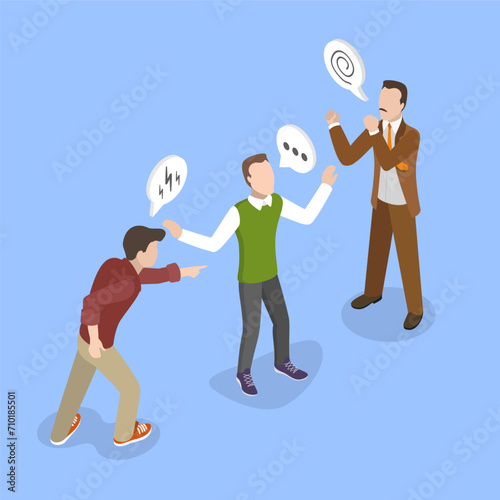 3D Isometric Flat Vector Illustration of Mediator Man, Conflict Management and Mediation