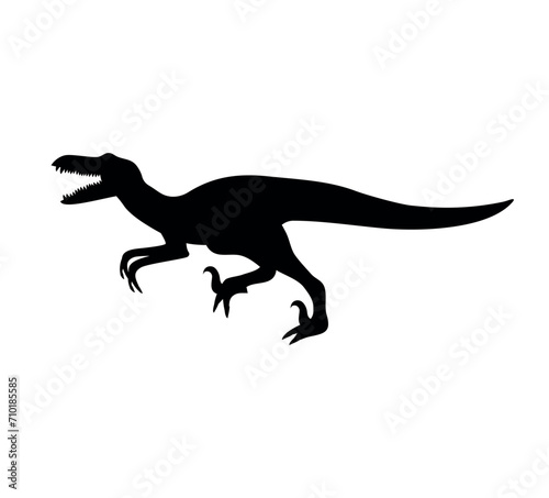 Vector hand drawn flat velociraptor dinosaur silhouette isolated on white background © Sweta
