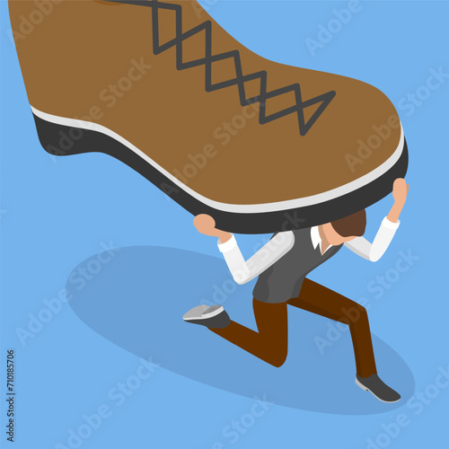 3D Isometric Flat Vector Illustration of Violence Of Dictator, Corporate Slavery