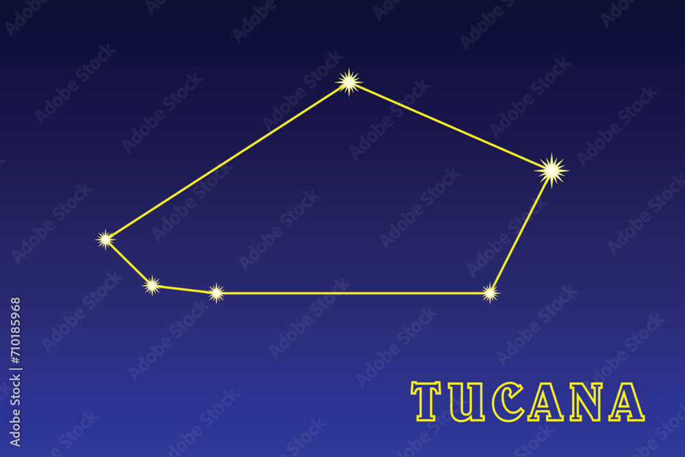 Constellation Tucana. Illustration of the constellation Toucan. Constellation of the Southern Hemisphere. It occupies an area of ​ ​ 294.6 square degrees in the sky, contains 44 stars