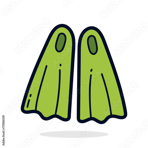 Diving flippers doodle icon. Flat design style. Vector illustration.