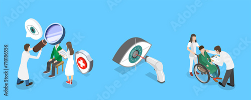 3D Isometric Flat Vector Illustration of Lasik Surgery, Ophthalmology Clinic