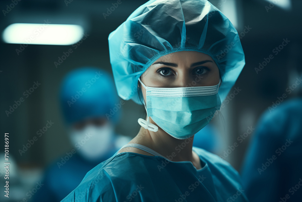 Portrait of a female doctor in a medical mask Portrait of a female doctor in a medical mask