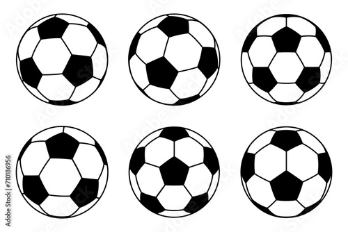 Soccer ball football set of flat 3d icons