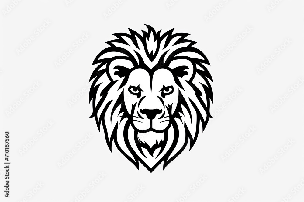 A fierce lion head, captured in stunning line art, roars with regal grace and majestic power, its flowing mane a symbol of strength and beauty in this captivating sketch