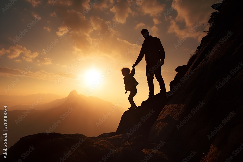 Celebrate the bond of love and trust between a father and child with this powerful silhouette photograph Celebrate the bond of love and trust between a father and child with this powerful silhouette photograph