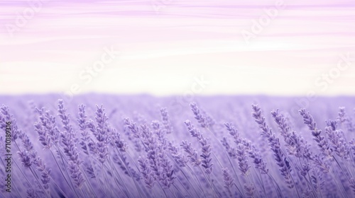 Lavender Field With Blue Sky Background  A Serene and Colorful Nature Scene