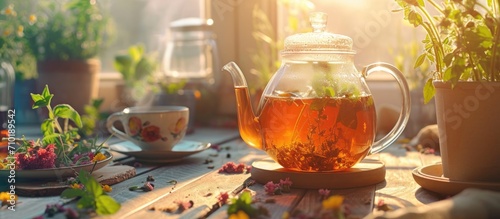 Brewing a delicious herbal tea on a sunny day.