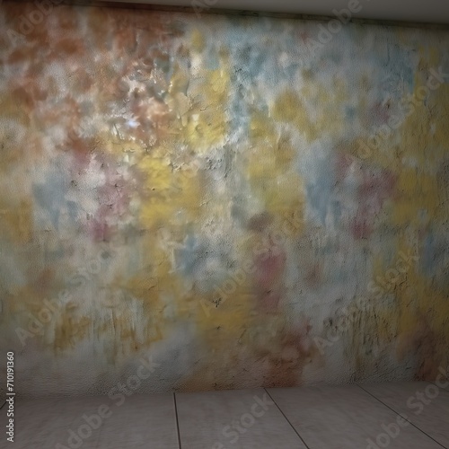 Textured wall with rich colors and patterns in indoor space