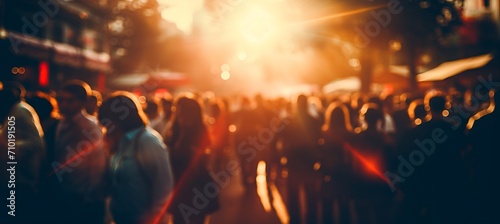 Blurred bokeh effect at celebrity filled movie premiere with red carpet and flashing cameras. © Ilja