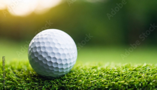 golf ball on pristine green grass, epitomizing precision and excellence in the sport of golf