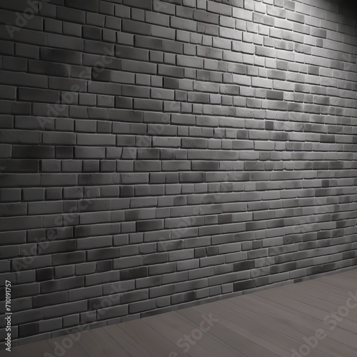 Textured black brick wall with wooden floor in a modern interior setting