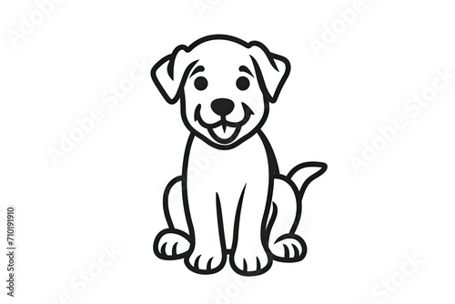 A charming cartoon canine leaps off the page in this simple yet endearing line drawing  capturing the playful and loyal nature of man s best friend